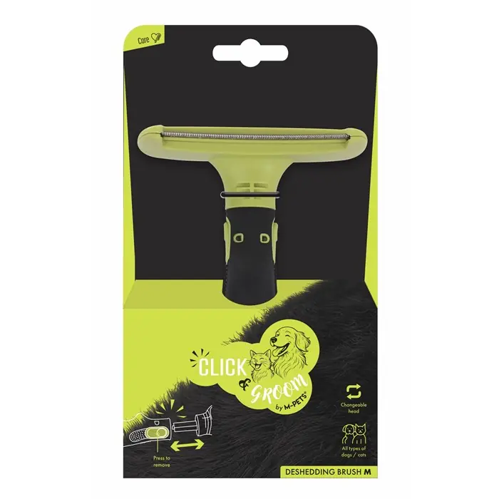 M-PETS Click and Groom Kedi ve Köpekler İçin Furminatör Basmalı Tarak Medium