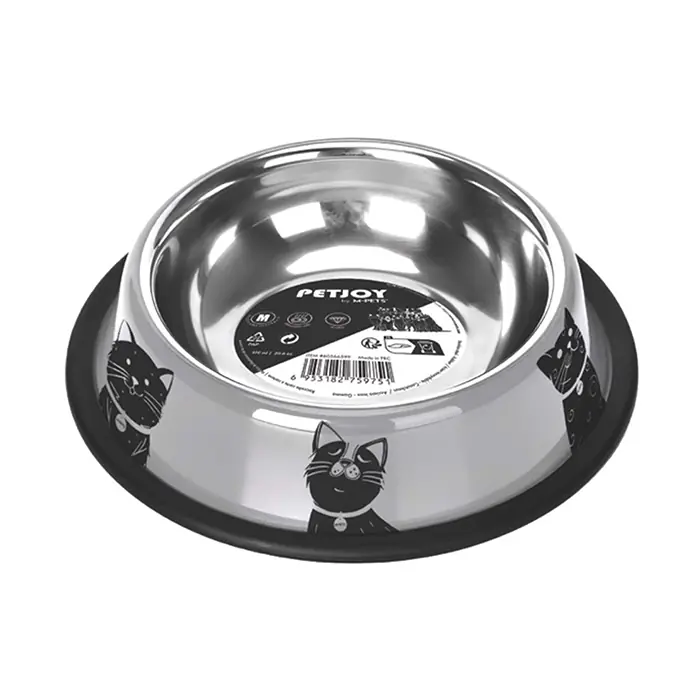 M-PETS Petjoy Catfamily Çelik Mama Kabı Medium 610ml