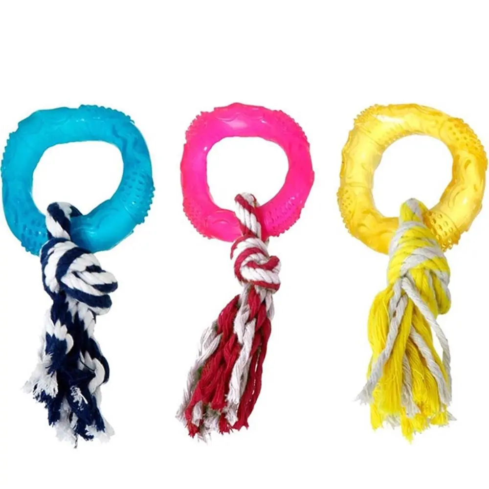 Flamingo Renkli Tırtıklı İpli Halka Köpek Oyuncağı 8 cm