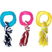 Flamingo Renkli Tırtıklı İpli Halka Köpek Oyuncağı 8 cm 1