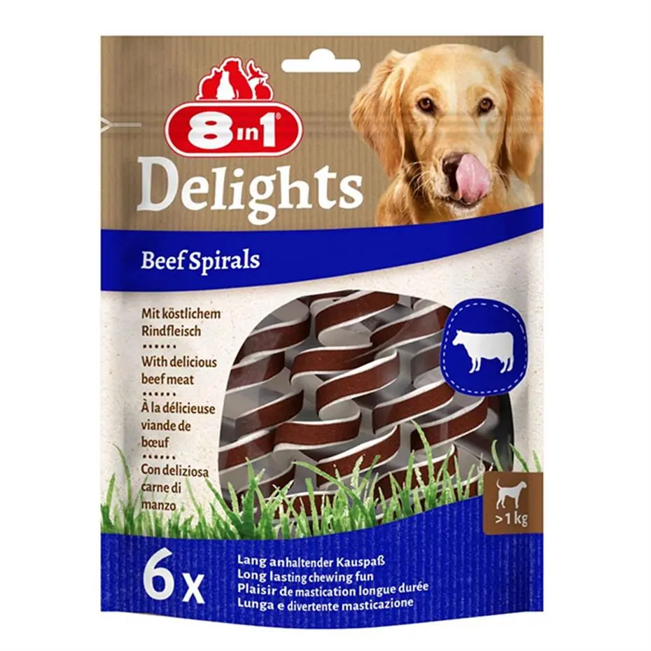 8in1 Smart Delights Beef Spirals Biftekli Burgu Köpek Ödülü 6 Adet