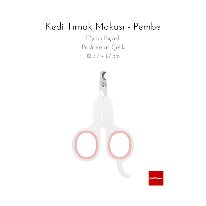 Pakeway TT Serisi İnce Kıvrık Başlı Kedi Tırnak Makası Pembe