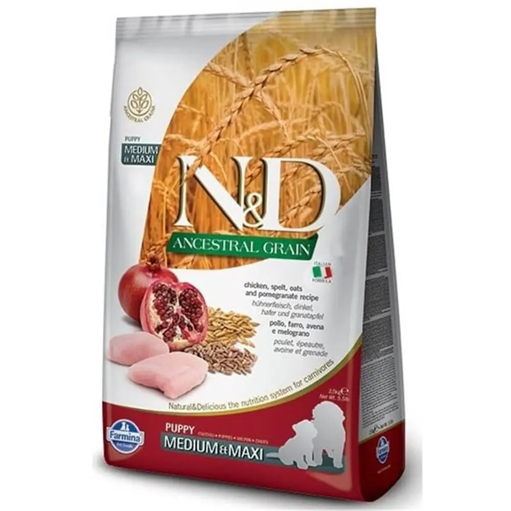 N&D Düşük Tahıllı Tavuklu Narlı Orta Irk Yavru Köpek Maması 2.5 Kg
