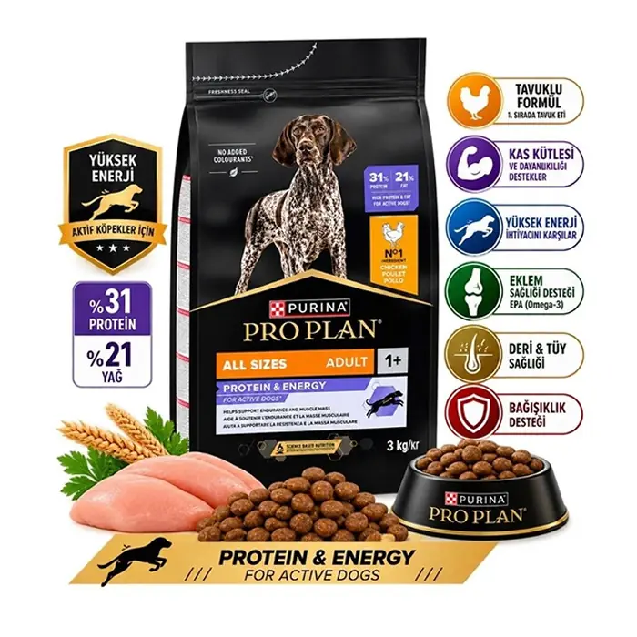 Pro Plan All Size Adult Protein Enerji Tavuklu Yetişkin Köpek Maması 3kg