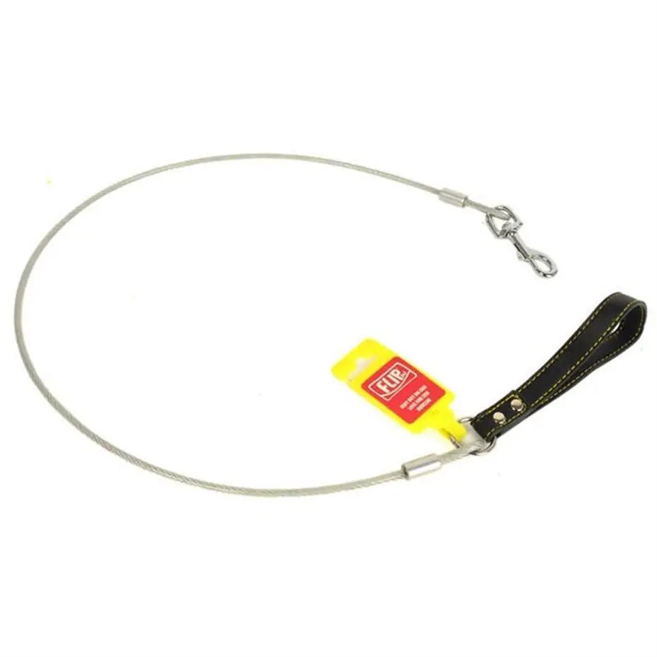Flip Deri Tutmalı Çelik Halat Köpek Gezdirme 5mm-120cm