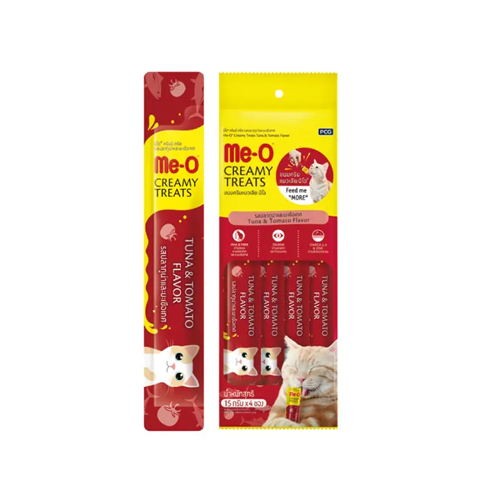 Me-o Creamy Treats Ton Balıklı Domatesli Krema Sıvı Kedi Ödülü 4x15gr
