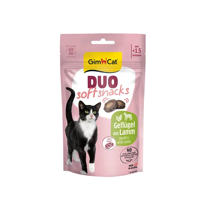 GimCat Duo Soft Snacks Tavuk ve Kuzu Etli Kedi Ödülü 50gr