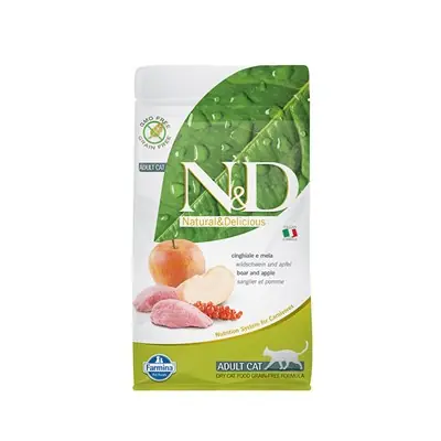 N&D Tahılsız Y.Domuz-Elma Yetişkin Kedi Maması 1.5 Kg