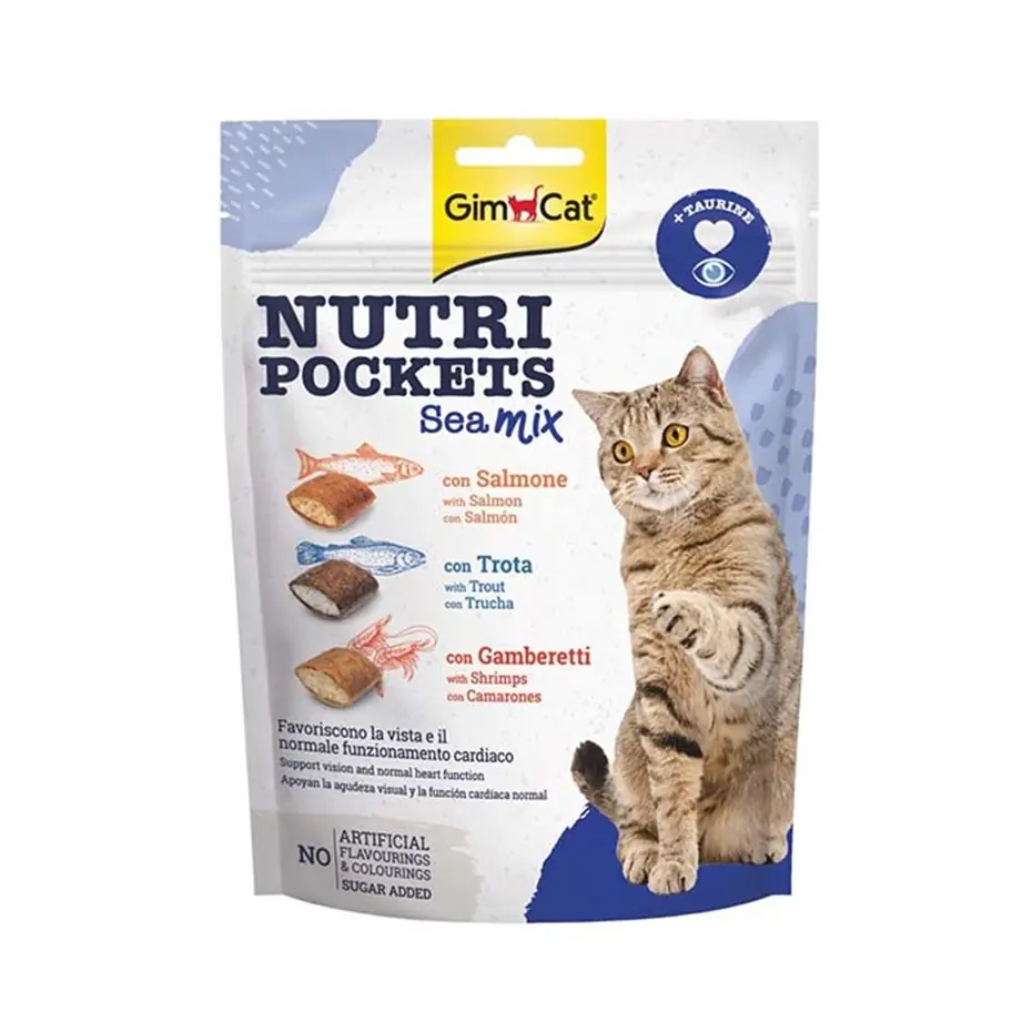 GimCat Nutri Pockets Sea Mix Somon Alabalık ve Karidesli Kedi Ödülü 150Gr