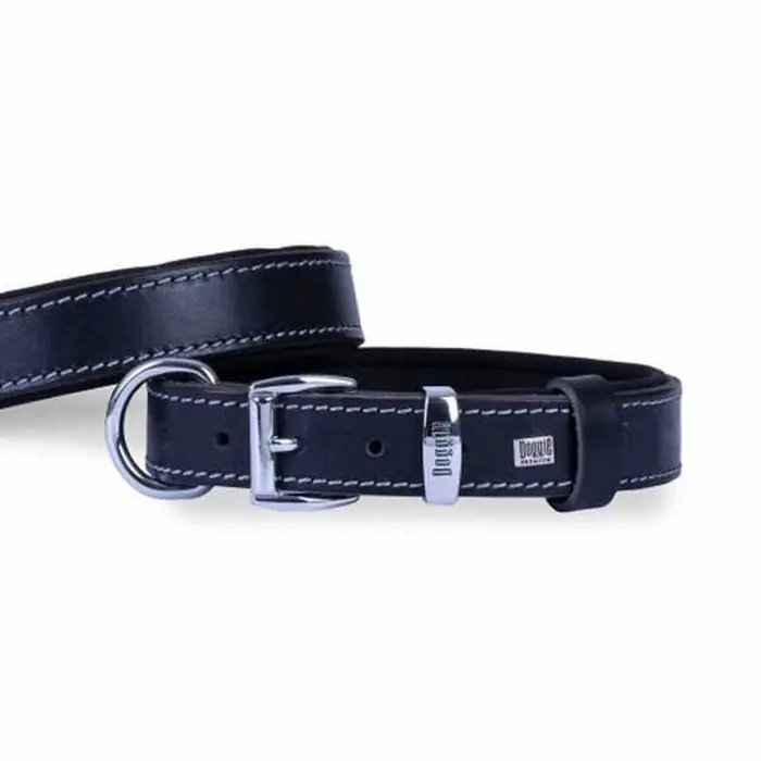 Doggie Yumuşak Doku Sade Köpek Boyun Tasması Black  3x42-50cm