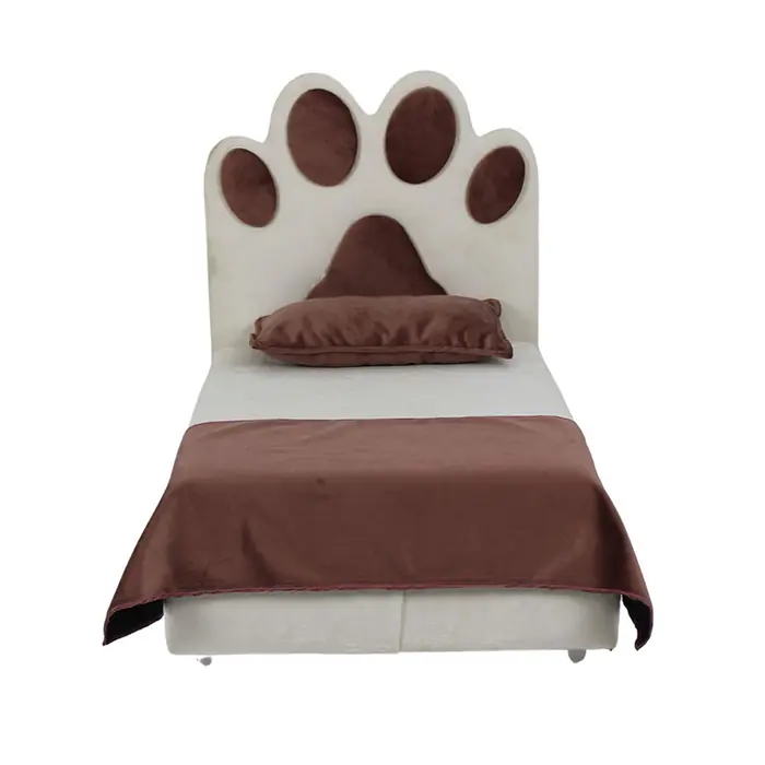 Lotus Kedi-Köpek Pudra Pati Desenli Bazalı Yatak 60x90Cm