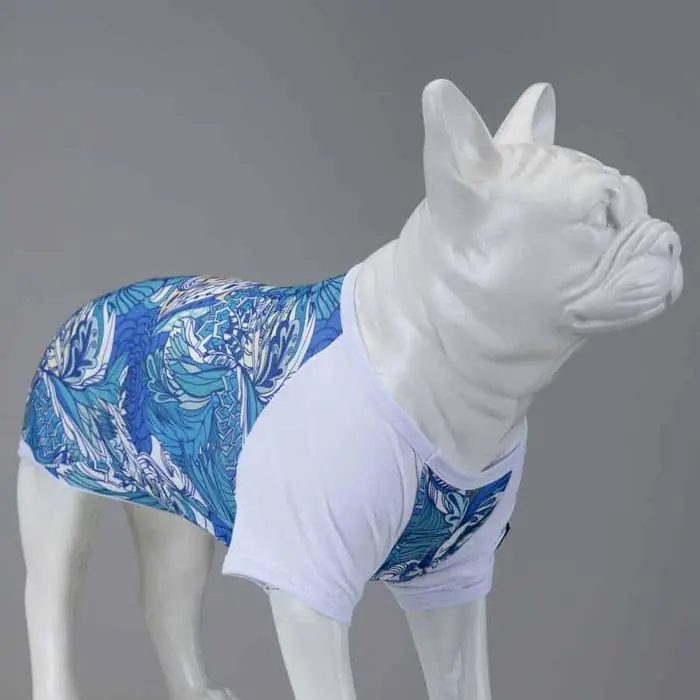 Lindo Blue Flowers Tshirt - Köpek Tişörtü