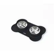 M-PETS DUET Silikon Mat Kedi Köpek Mama Kabı Siyah 2x200ml 1