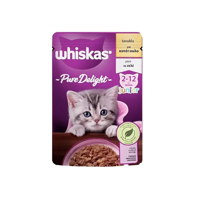 Whiskas Pouch Pure Delight Jöle İçinde Tavuklu Yavru Kedi Konservesi 85gr