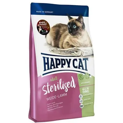 Happy Cat Weide-Lamm Kısırlaştırılmış Kuzu Etli Yetişkin Kedi Maması 4 kg