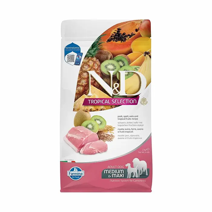 N&D Tropical Selection Domuz Etli ve Tropikal Meyveli Orta ve Büyük Irk Yetişkin Köpek Maması 2kg