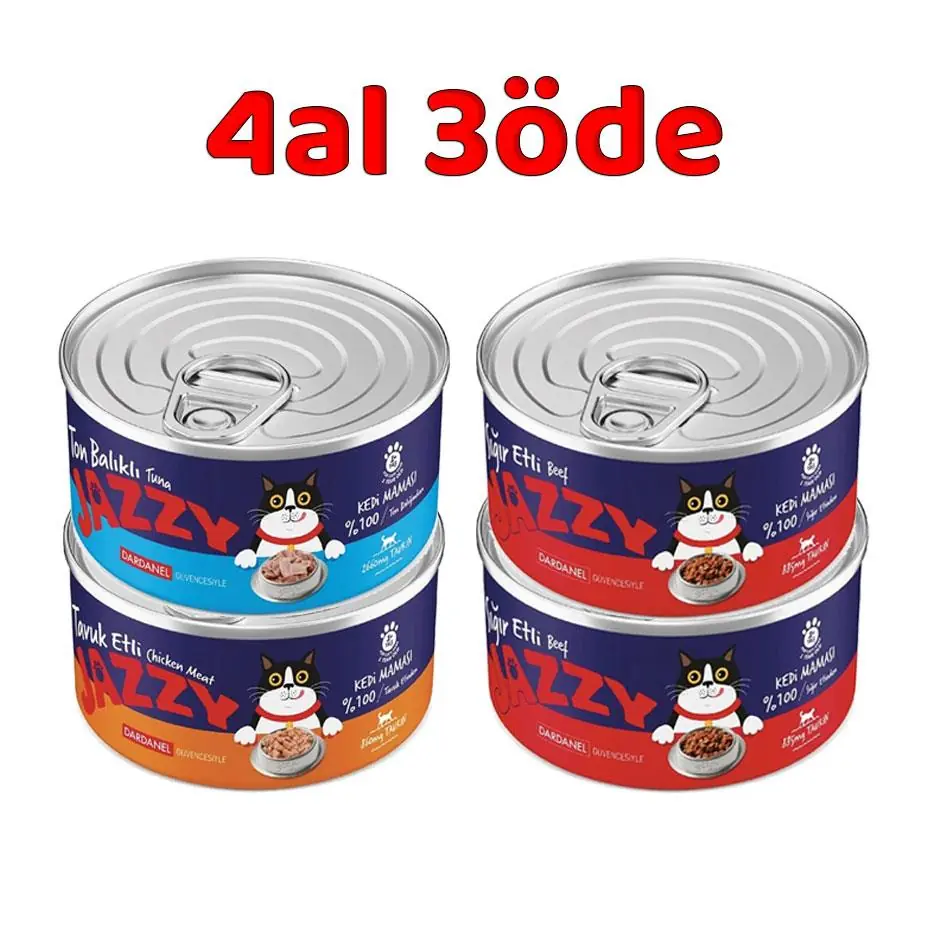 Dardanel Jazzy Kedi Konservesi 95gr 4 Al 3 Öde