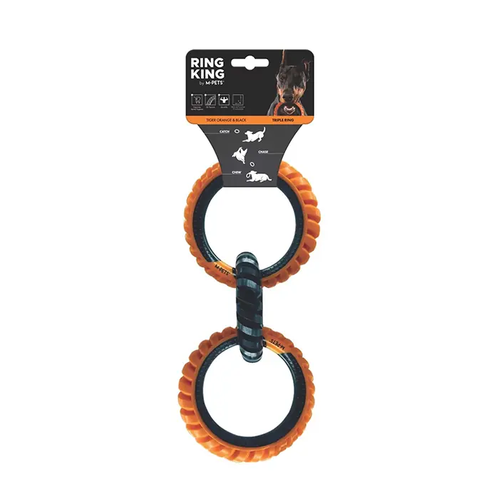 M-Pets Ring King Köpek Oyuncağı Triple Turuncu Siyah