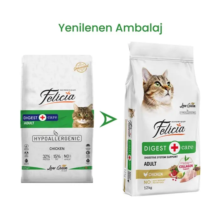 Felicia Az Tahıllı Yetişkin Tavuklu HypoAllergenic Kedi Maması 12 Kg
