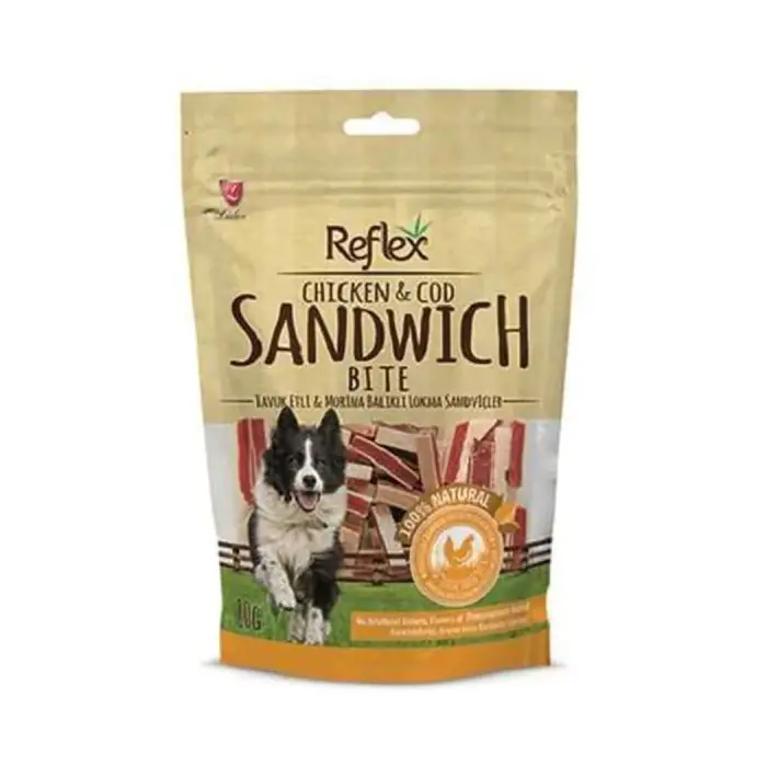Reflex Tavuk ve Morina Balık Sandviç Çubuk Köpek Kurutulmuş Et Ödülü 80 gr