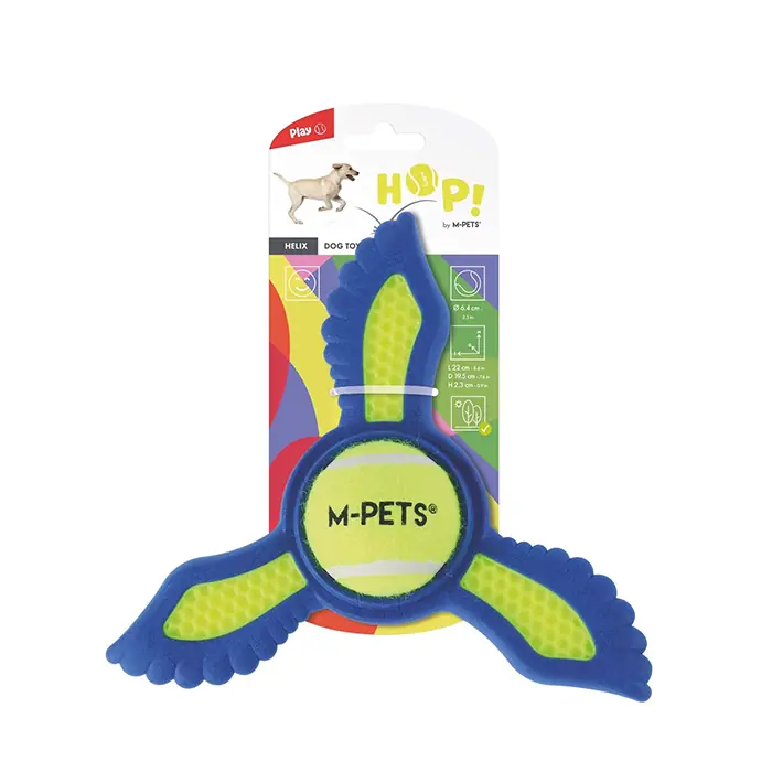 M-Pets Hop Helix Köpek Oyuncağı Sarı Mavi
