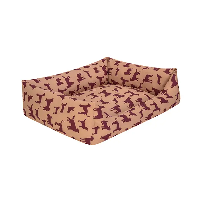 Pet Comfort Uniform Bej-Bordo Köpek Yatağı Medium 70x60cm