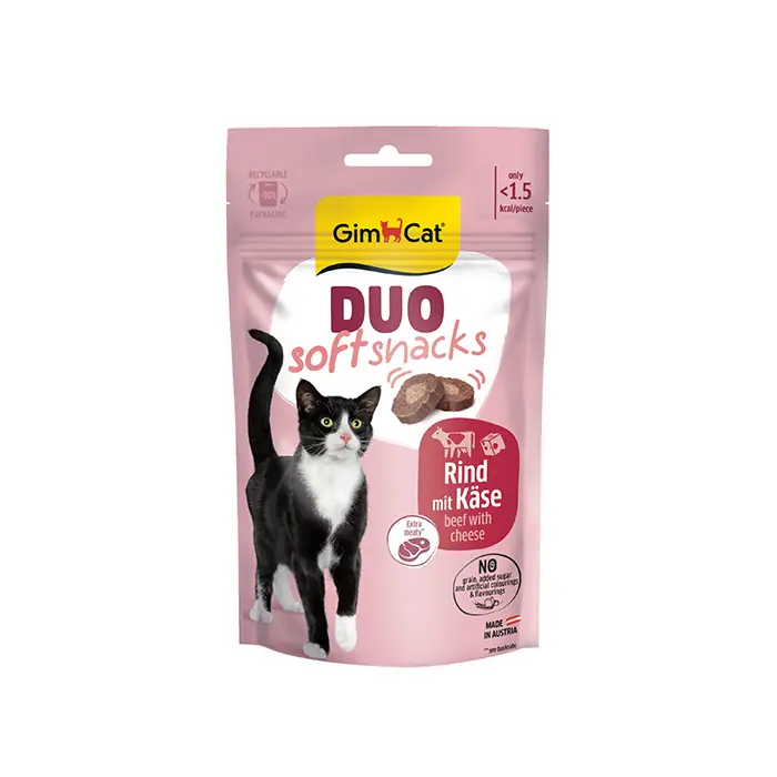 GimCat Duo Soft Snacks Beef with Cheese Kedi Ödülü 50gr
