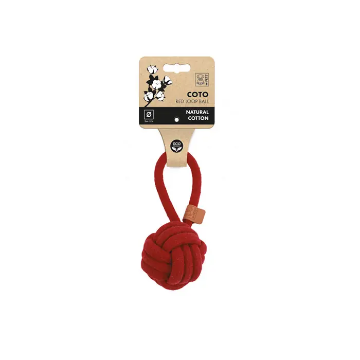 M-PETS COTO Red Loop Ball Örgü Çekmeli Köpek Oyuncağı 8Cm