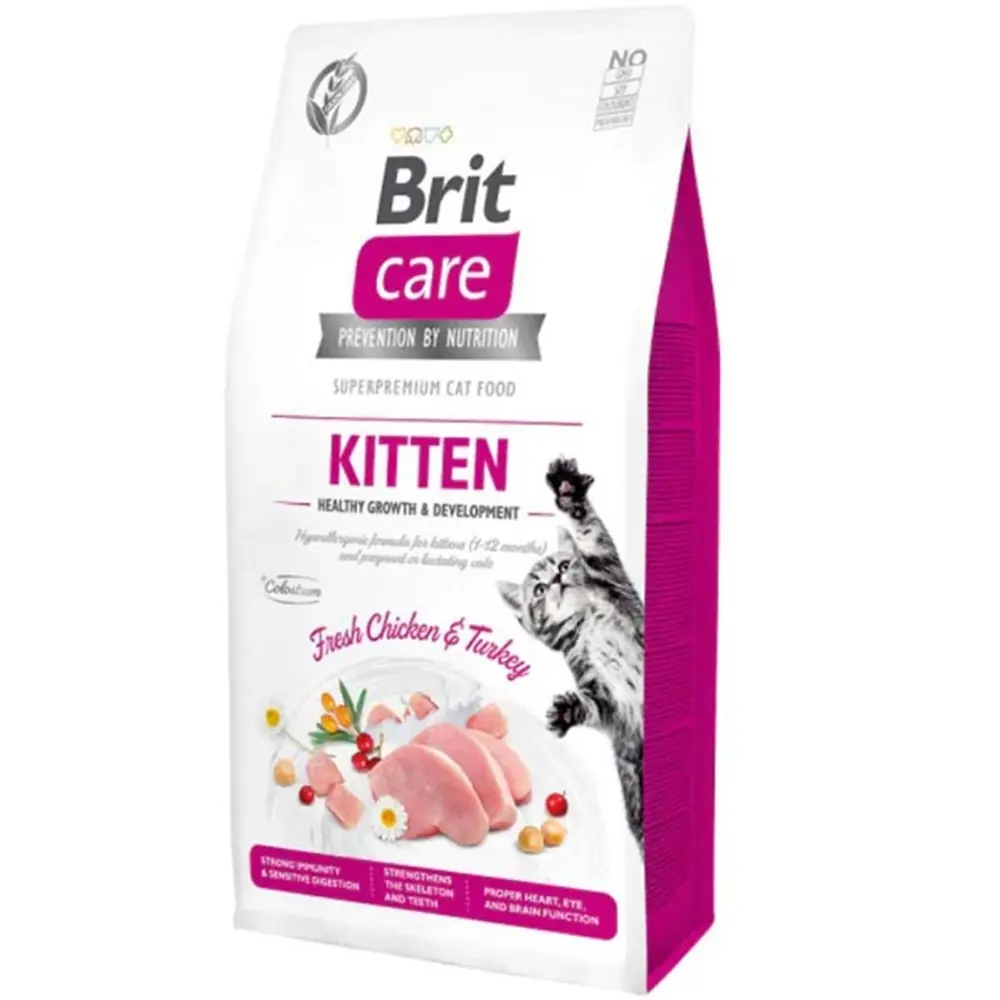 Brit Care Hypo-Allergenic Sağlıklı Büyüme için Tavuklu ve Hindili Tahılsız Yavru Kedi Maması 7kg