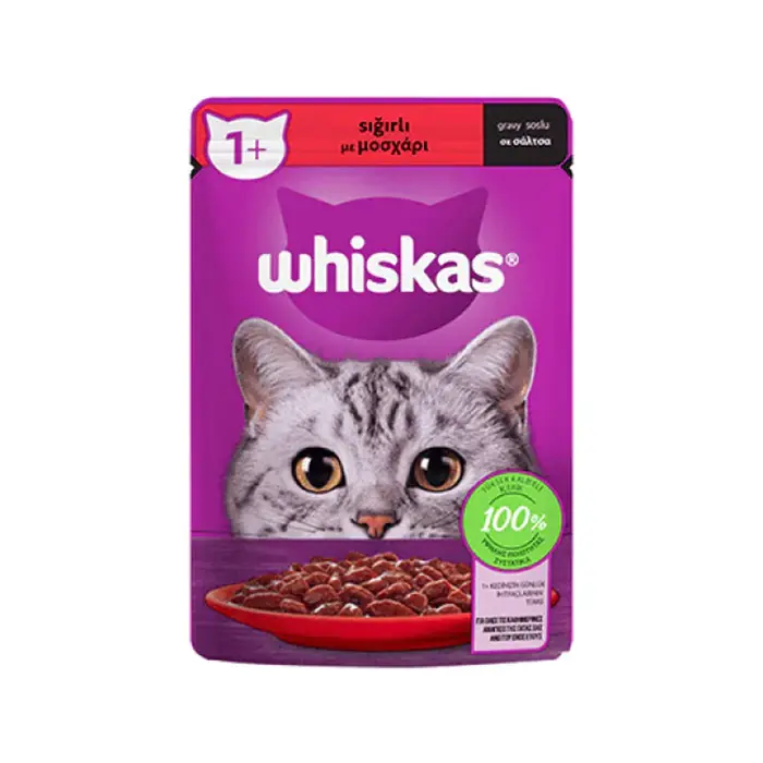 Whiskas Pouch Sos İçinde Sığır Etli Yetişkin Kedi Konservesi 85gr