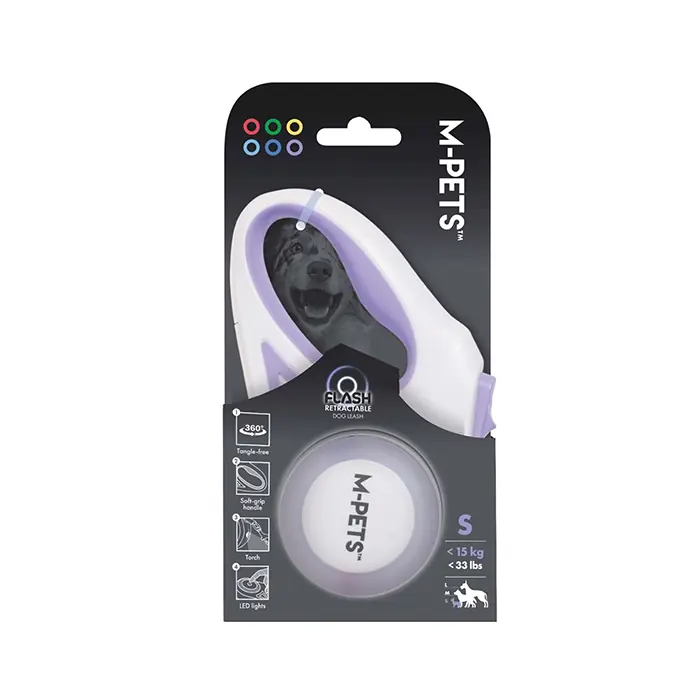 M-PETS Flash Ledli Otomatik Şerit Gezdirme Kayışı 3mt Mor