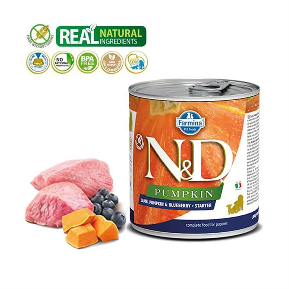 N&d Balkabaklı Kuzulu ve Yaban Mersinli Yavru Köpek Konservesi 285gr
