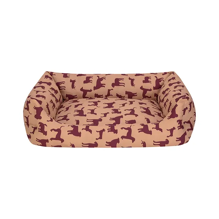 Pet Comfort Uniform Bej-Bordo Köpek Yatağı Medium 70x60cm