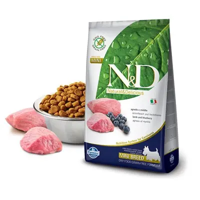 N&D Tahılsız Kuzu Etli Yaban Mersinli Küçük Irk Yetişkin Köpek Maması 7 Kg