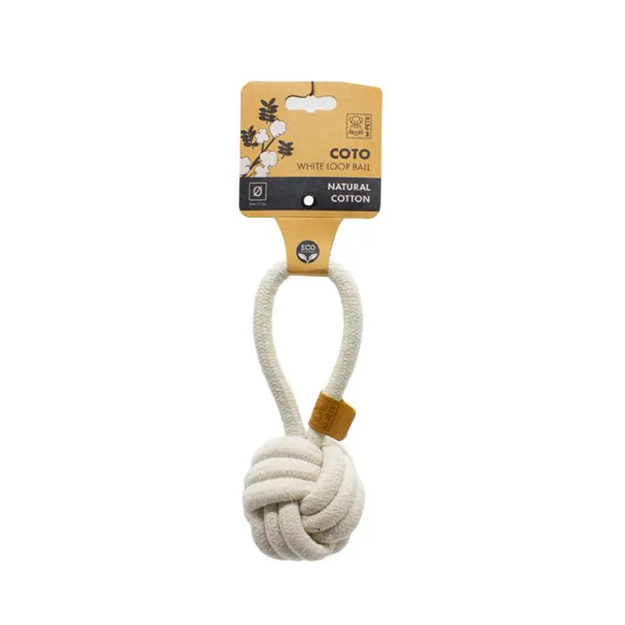 M-PETS Coto Çekmeli Örgü Top Köpek Oyuncağı 11cm Beyaz