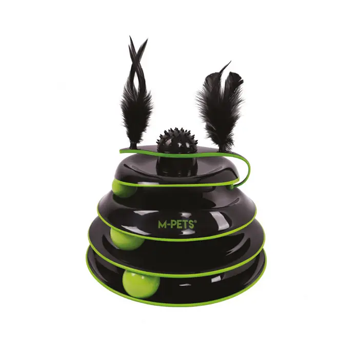 M-PETS Castle Play Tower Toplu Kule Kedi Oyuncağı Siyah-Yeşil