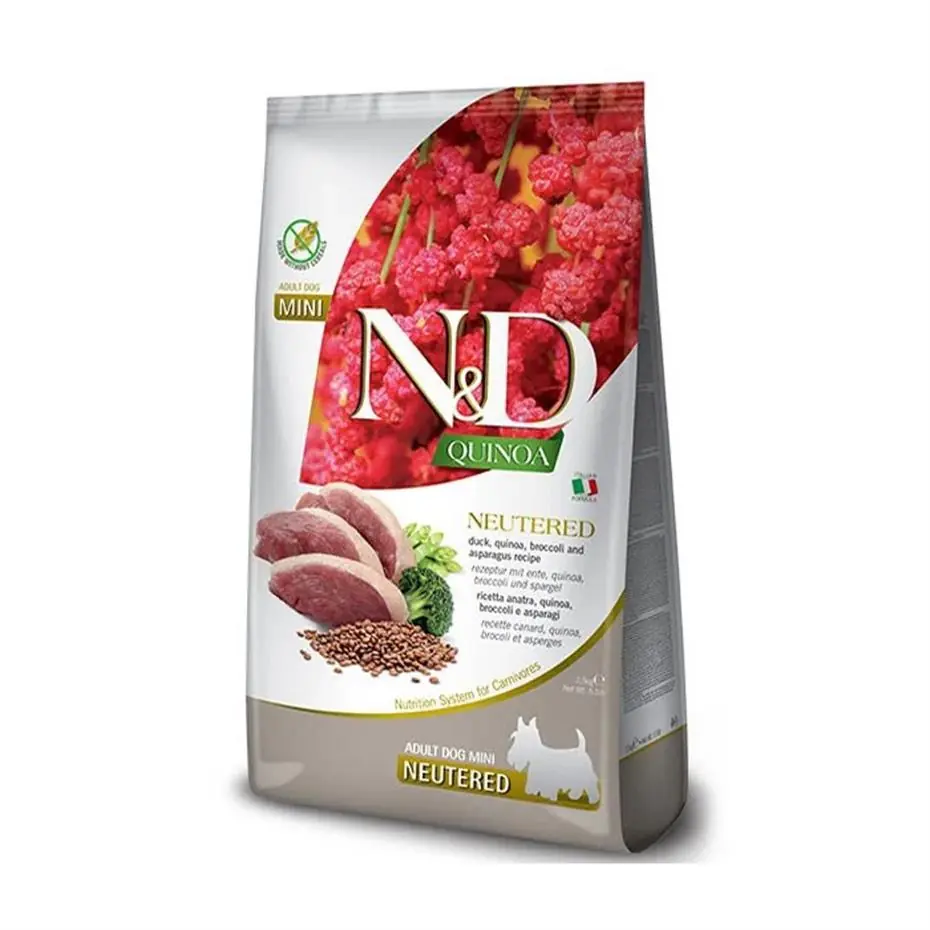 ND Kinoa Ördek Brokoli Kuşkonmaz Kısırlaştırılmış Köpek Maması 2,5 Kg