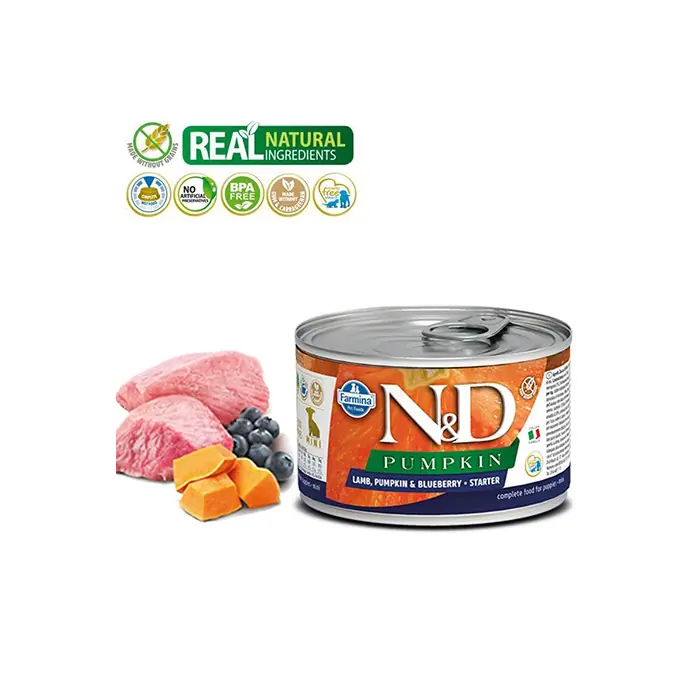 N&D Mini Balkabaklı Kuzulu Starter Yavru Köpek Konservesi 140 GR