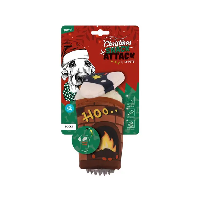 M-PETS Christmas Socks Snack Attack Köpek Oyuncağı