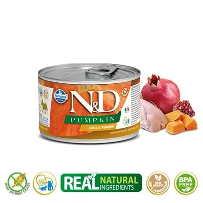 N&D Balkabaklı Bıldırcın Etli Yetişkin Köpek Konservesi 140g