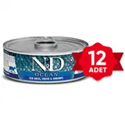 N&D Ocean Levrek Mürekkep Balığı Yetişkin Kedi Konservesi 12x80 gr 1